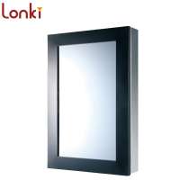 Stainless steel 304 mirror cabinet with black steel frame modern bathroom rust-free cabinet accept factory customize