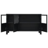 Home Long Bench storage Sideboard Metal Industrial Style Black Storage Cabinet