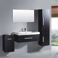 Tall Bathroom Wall Mounted Storage Shelves Cabinet Waterproof Wooden Sink And Mirror