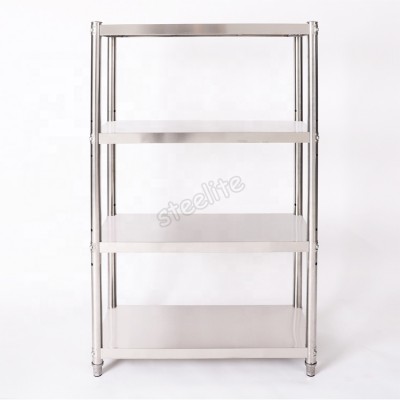 4 Tier stainless steel Free Standing Metal Display Rack/storage rack/Kitchen Shelves For Household