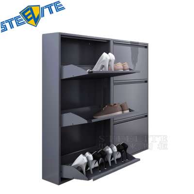 3 Tier Shoe Cabinet-White Shoe Rack Store Up To 12-18 Pairs Shoes