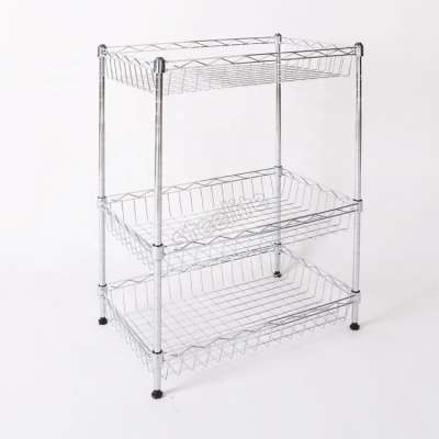 Multinational Chrome Metal Wire Kitchen Shelf Rack And Organizer