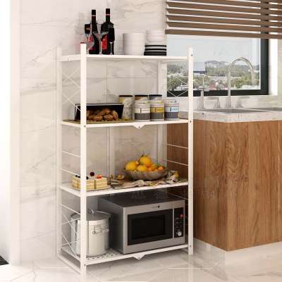 4 tier high quality metal durable foldable collapsible living room kitchen household rolling wire storage rack shelf