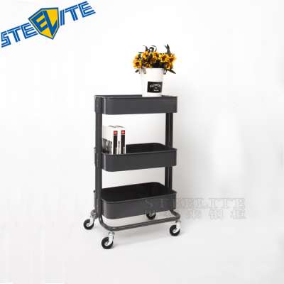 Mobile steel rolling cart with Four-wheel Wheel trolly