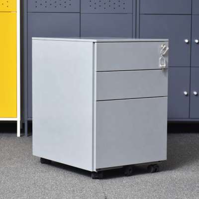 3 Drawer Mobile File Cabinet Steel Movable Storage Cabinet For A4 Files