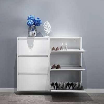 Metal Steel Shoe Rack Storage Cabinet With Modern Style Cover