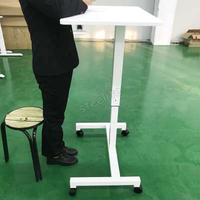 manual height adjustable sit and stand desk single column gas lifting adjustable height pneumatic laptop computer desk