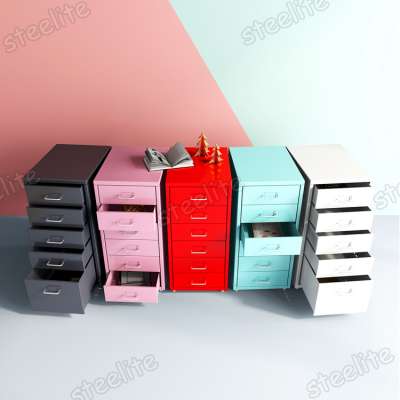 Colorful Knock Down Tall Chest Drawer Cabinet Under Desk Mobile Pedestal 6 Drawers Cabinet