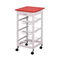 Stainless Steel Baskets Wooden kitchen serving trolley cart