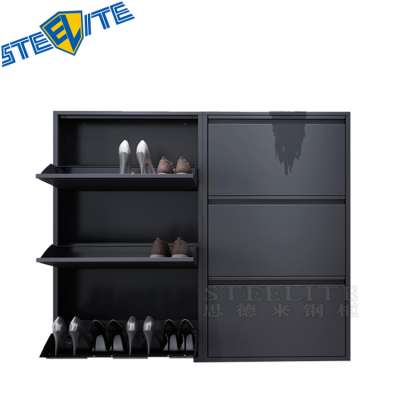 Living Room Furniture Wholesale Modern Metal Steel Shoe Rack Drawers Cabinet