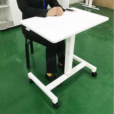 Hospital bedside table pneumatic height adjustable desk medical overbed table